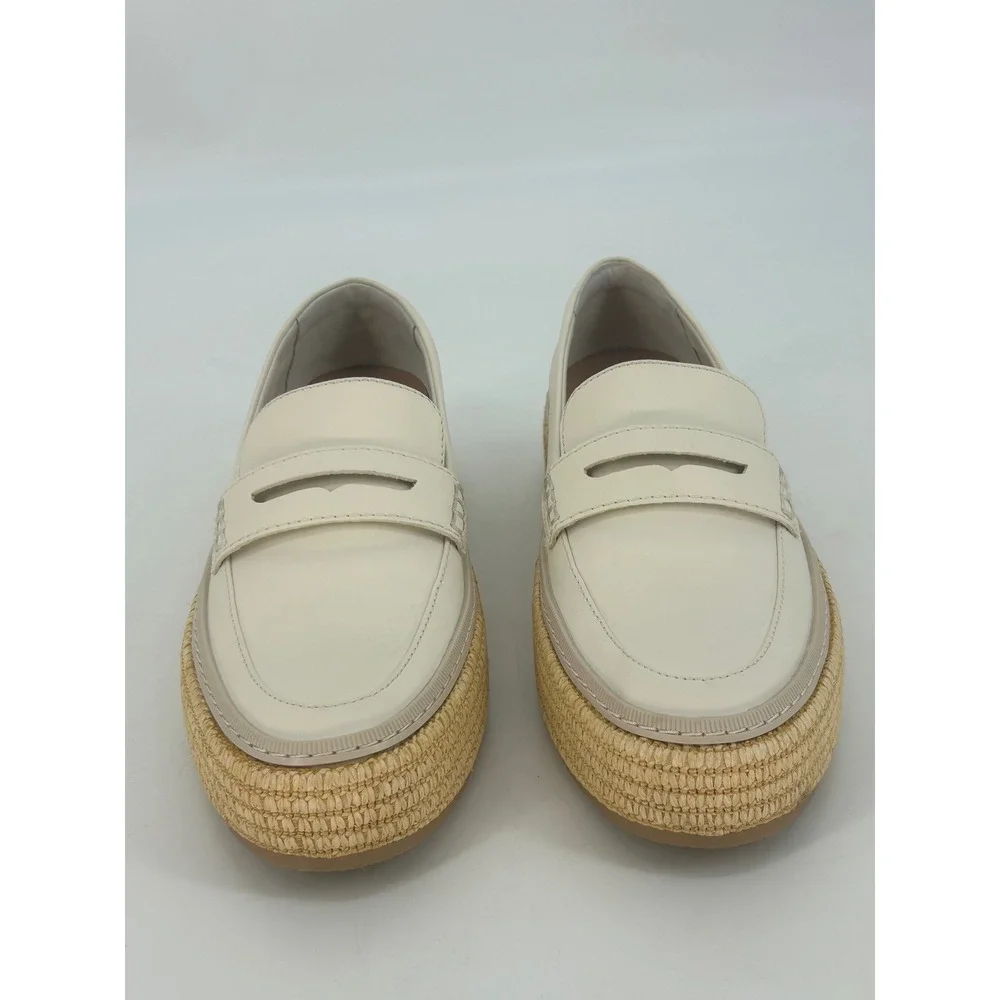 Dolce‎ Vita Ranna Loafer Espadrille Platform Cream Leather Slip On Shoes-9.5M